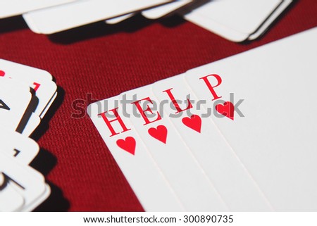 HELP word written on card