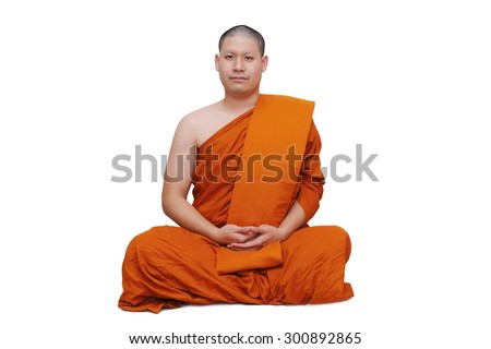 isolated thai monk on white background