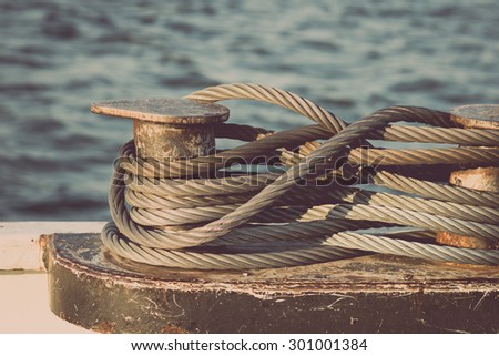 Color picture of a boat docking cable