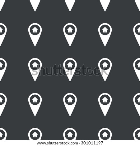 White image of map marker with house repeated on black background
