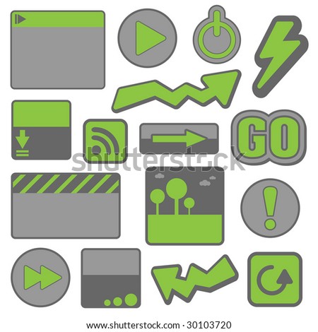 collection of design elements in green and gray