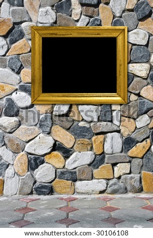 Golden frame on a beautiful stone background