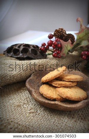 Christmas Cookies with traditional country  background