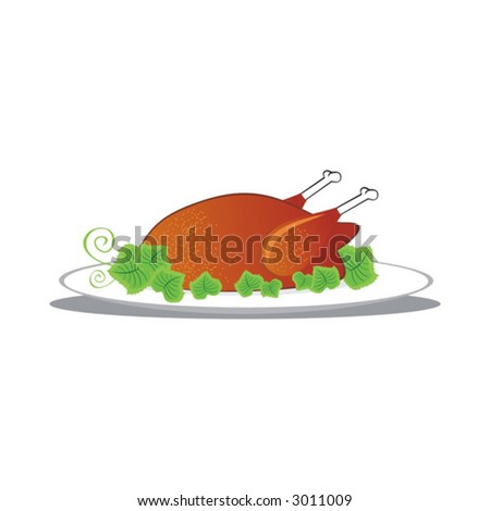 meal, vector, food, chicken, turkey, illustration, dinner, meat, celebration