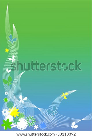 abstract floral background with butterfly