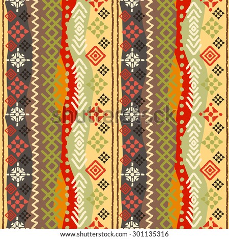 Tribal art boho seamless pattern. Ethnic geometric print. Colorful repeating background texture. Fabric, cloth design, wallpaper, wrapping