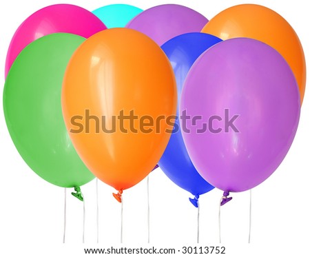 Inflatable balloons, photo on the white background