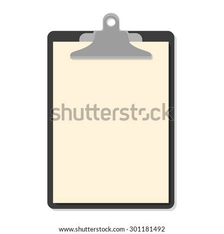 Flat clipboard with paper sheets on white. Vector illustration. Flat mockups for website design, infographics, web and mobile services and apps.