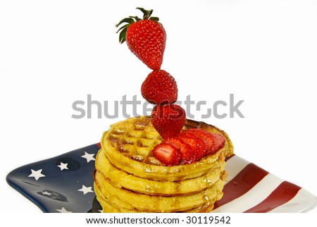 strawberries on breakfast waffles