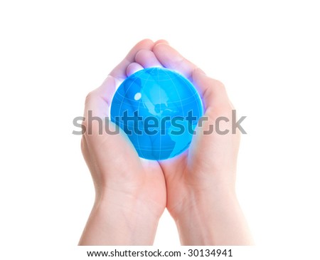 World in the hand isolated on white