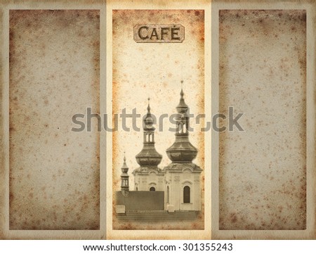 Menu background with view of Prague