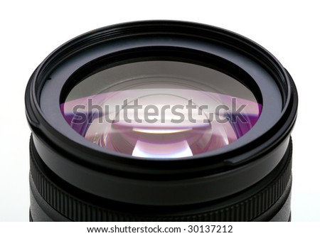 Objective with lense reflections isolated on white