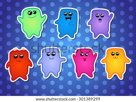 Set of cute jelly monsters