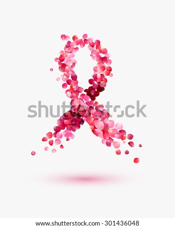 Vector ribbon of rose petals - breast cancer awareness symbol