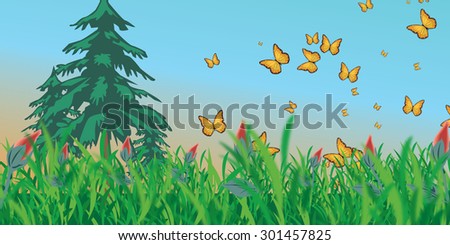 Meadow with butterflies