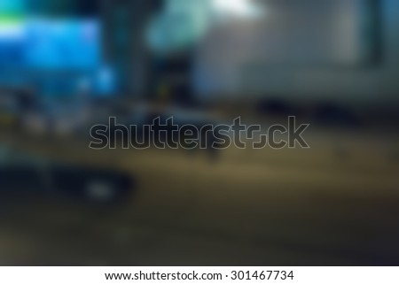 Modern airport at night abstract blur bokeh effect background