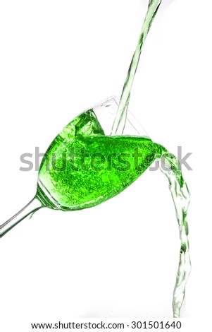 martini glass green coctail splash