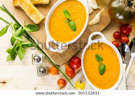 Roasted tomato soup cooked with organic heirloom tomatoes and served with grilled cheese sandwich.