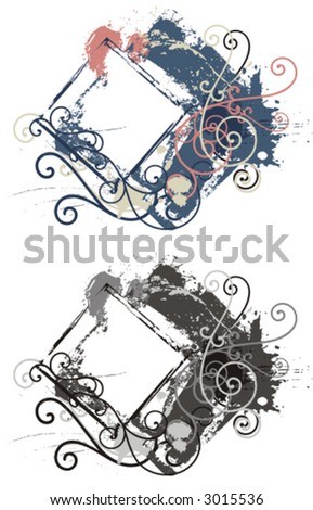 Abstract grunge ornamental frame in color, and black and white renderings. Check my portfolio for more of this series as well as thousands of other great vector items.