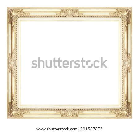 antique golden frame isolated on white background, clipping path.