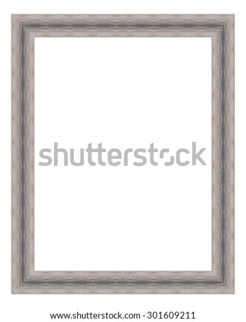 Grey wooden frame isolated on white background. Contemporary picture frames in high resolution vibrant colors. Wood photo frame. Wooden frame for paintings or photographs.