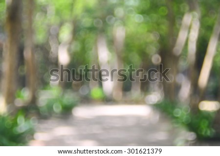 Blur park with nature green bokeh abstract background.