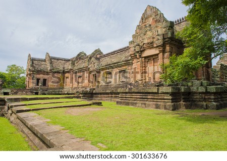 Sand stone castle, phanomrung in Buriram province, Thailand. Religious buildings constructed by the ancient Khmer art, Phanom rung national park in North East of Thailand