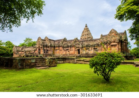 Sand stone castle, phanomrung in Buriram province, Thailand. Religious buildings constructed by the ancient Khmer art, Phanom rung national park in North East of Thailand