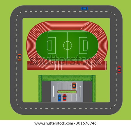 Aerial view of sports track illustration