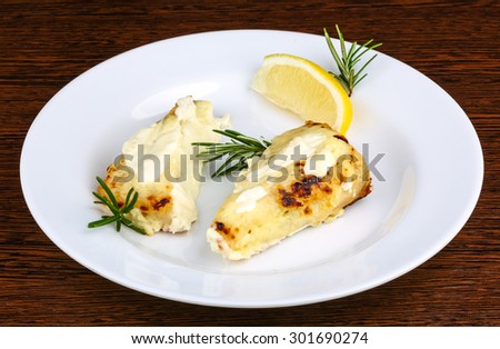 Baked perch fillet with rosemary and lemon