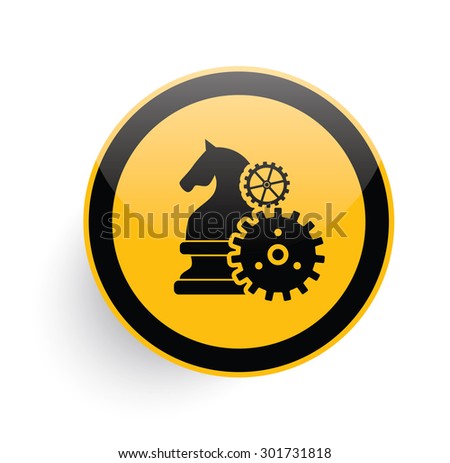 Horse,network icon design on yellow button background,clean vector