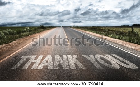 Thank You written on rural road
