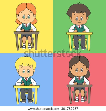 Colorful Set Of Cartoon Cute Boys And Stock Photo 301532267