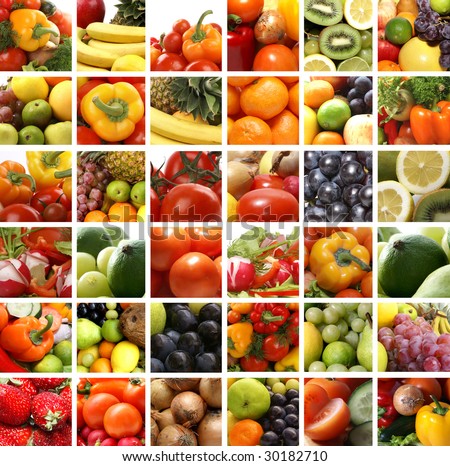 Nutrition collage of many pictures