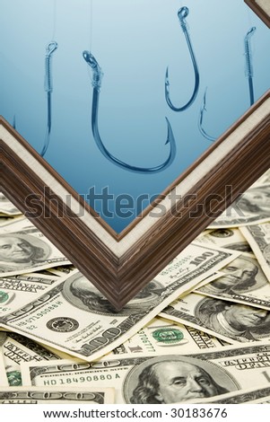 Picture Frame and Dollars, concept of making money
