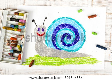 colorful drawing: snail with a shell