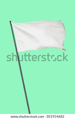White flag over a plain green background