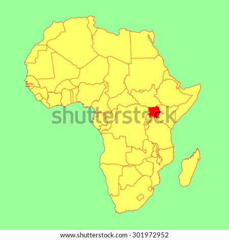 Uganda vector map isolated on Africa map. Editable vector map of Africa.