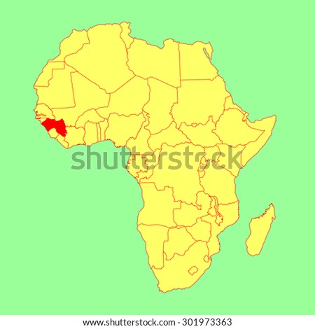 Guinea vector map isolated on Africa map. Editable vector map of Africa. 