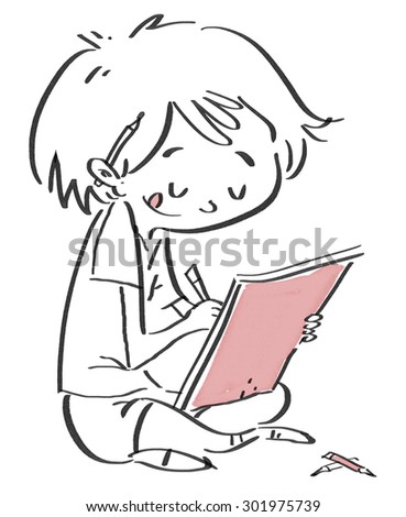 child typing on a notebook