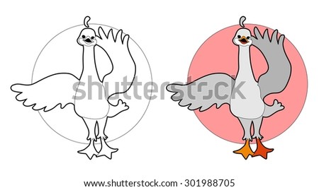 Coloring book with swan. Cartoon vector illustration for children education.