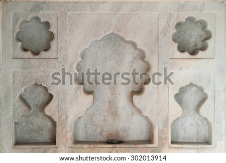 one of decoration in palace of Agra fort, India