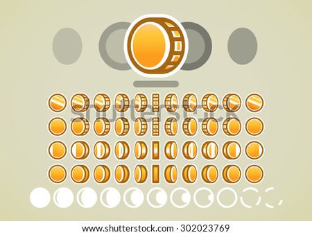 Animation of gold coins for video games Royalty-Free Stock Photo #302023769