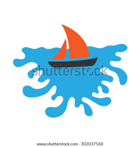 Sailing boat on the water, vector logo icon