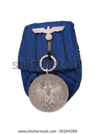 Medal for 12 year-service in German army. Path on the white background.