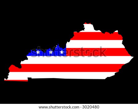 Map of the State of Kentucky and American flag