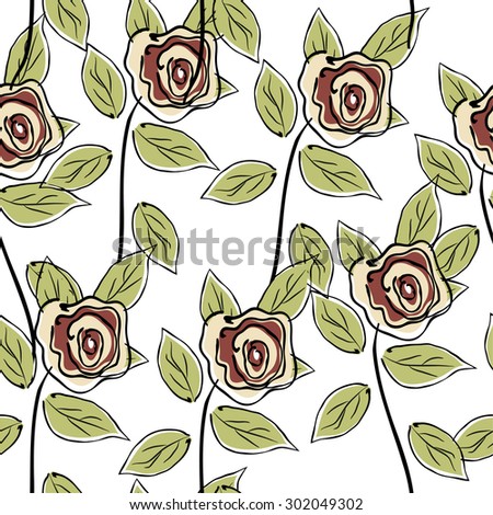 Seamless roses pattern Easily editable vector image