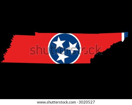 Map of the State of Tennessee and their flag