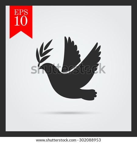 Dove of peace icon. Flying bird. Peace concept. Pacifism concept. Free Flying symbol. Vector simple icon for presentation, training, marketing, design, web. Can be used for creative template, logo. Royalty-Free Stock Photo #302088953