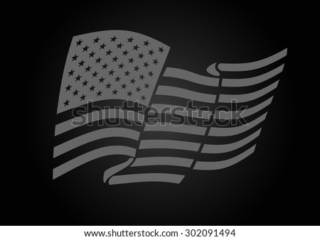 American gray flag waving. Vector illustration on black background